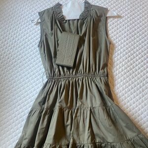 Sleeveless Olive Green Tiered Dress